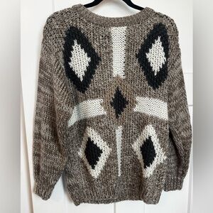 Vintage SML Sport Hand Knit Sweater - Brown and White